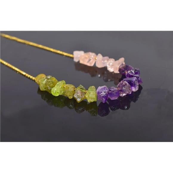 💚 Peridot Chakra Healing Necklace | August Birthstone | Triple Gemstone - Picture 3 of 5